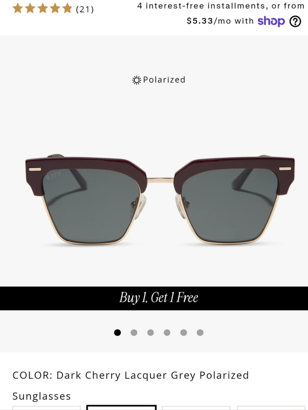 Capri Polarized Sunglasses - Dark Cherry/Gold